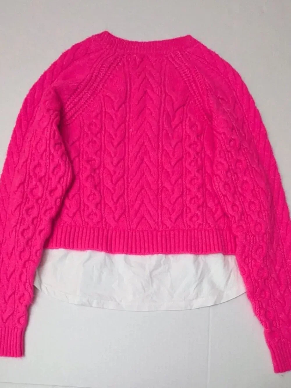 MAEVE by Anthropologie Cable Knit Hot Pink Sweater Women's Long Sleeve XL NWOT